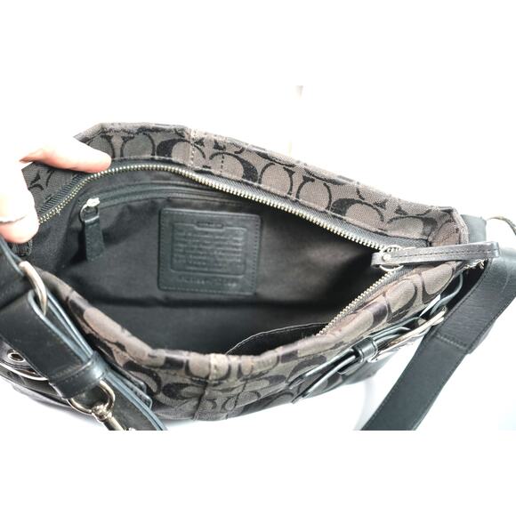 Coach Signature Canvas Leather Crossbody / Shoulder Bag Black - Picture 3 of 7